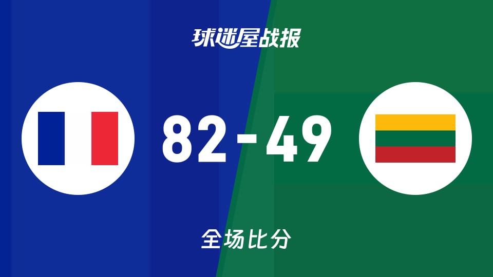 俱樂部友誼賽常規(guī)賽：法國女籃U20以82-49戰(zhàn)勝立陶宛女籃U20，