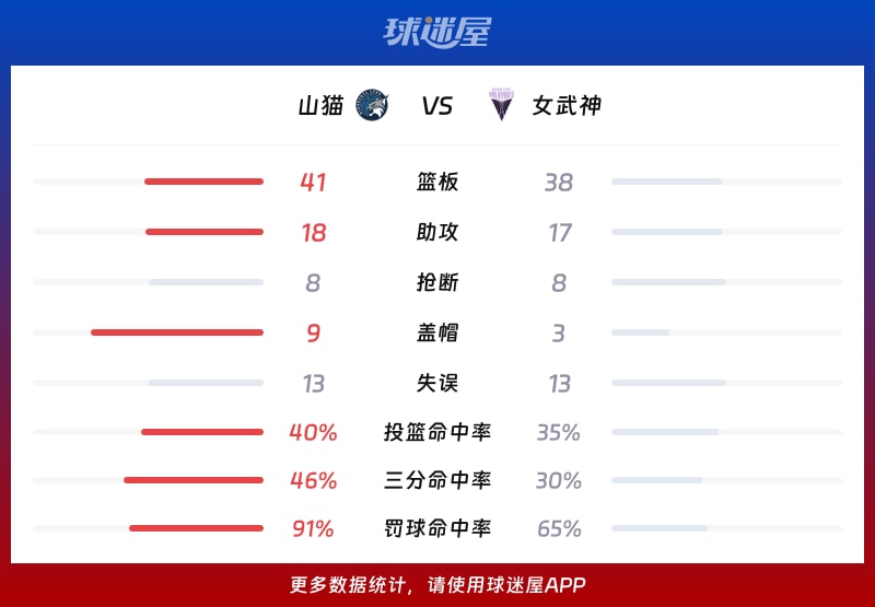 山貓vs女武神球隊數據